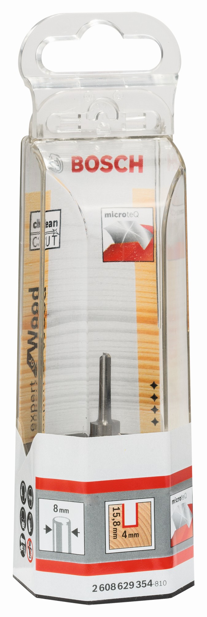 Fresa recta Expert for Wood, carburo macizo, 8 mm, D1 4 mm, L 15,8 mm, G 50,7 mm