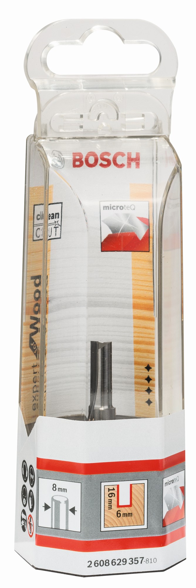 Fresa recta Expert for Wood, carburo macizo, 8 mm, D1 6 mm, L 16 mm, G 51 mm