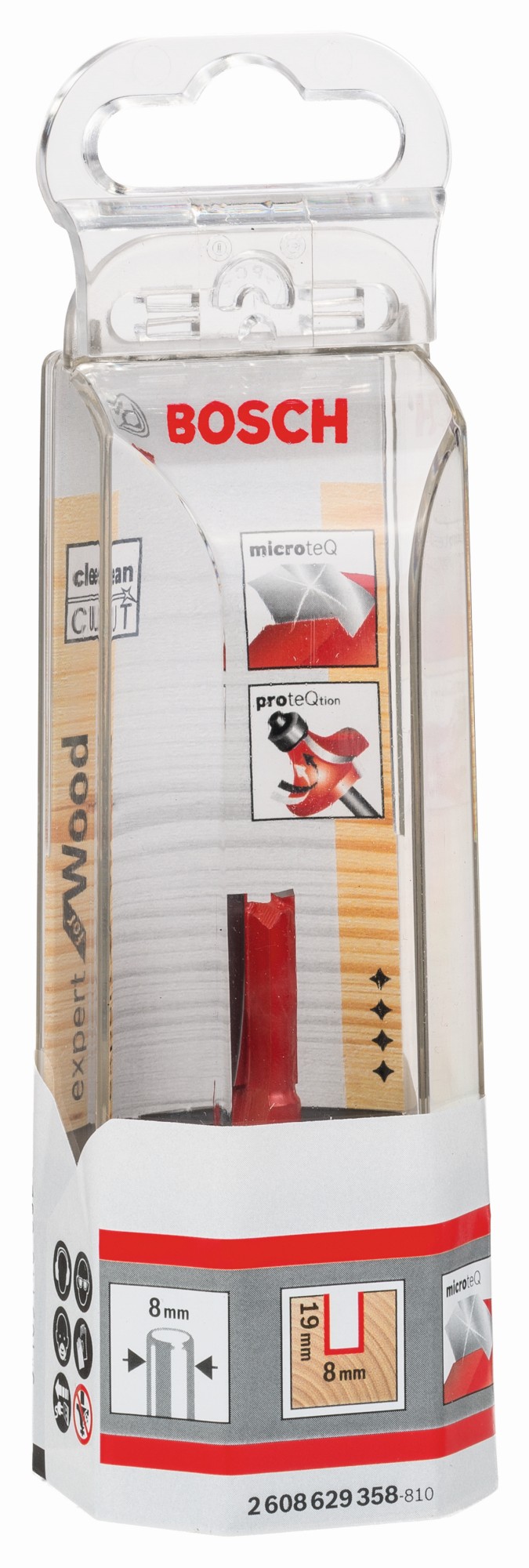 Fresa recta Expert for Wood, carburo, 8 mm, D1 8 mm, L 19 mm, G 52 mm