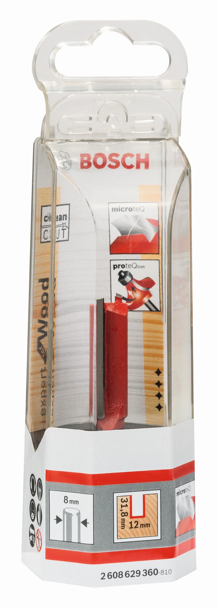 Fresa recta Expert for Wood, carburo, 8 mm, D1 12 mm, L 31,8 mm, G 63,8 mm