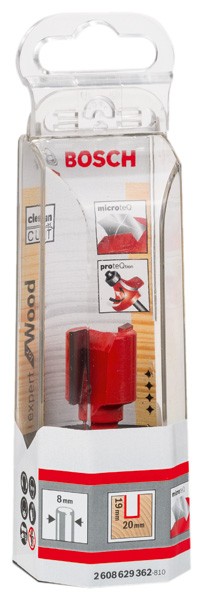 Fresa recta Expert for Wood, carburo, 8 mm, D1 20 mm, L 19 mm, G 56 mm