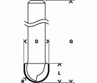Fresa para medias cañas Expert for Wood, 8 mm, R1 3 mm, D 6 mm, L 12,7 mm, G 50,8 mm