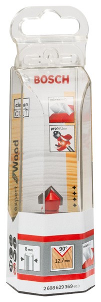 Fresa para ranurar en V Expert for Wood, 8 mm, D 12,7 mm, L 10 mm, G 44,5 mm, 90°