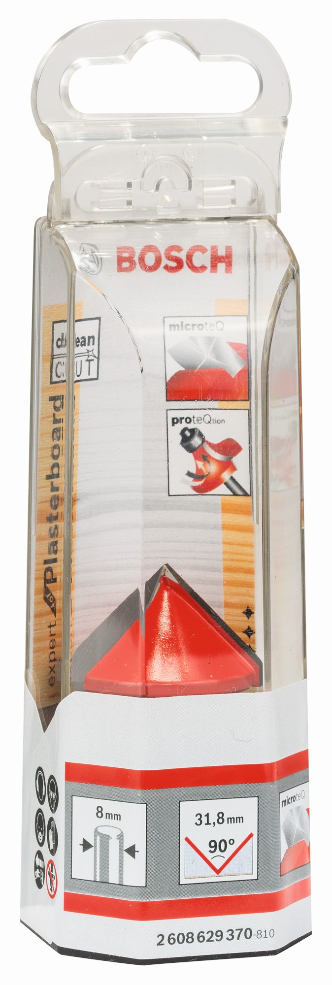 Fresa para ranurar en V Expert for Wood, 8 mm, D 31,8 mm, L 19 mm, G 51 mm, 90°