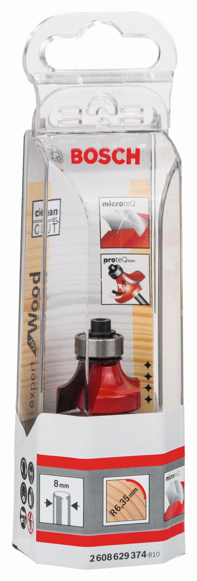 Fresa para redondear Expert for Wood, 8 mm, D 25,4 mm, R1 6,35 mm, L 12,7 mm, G 55 mm