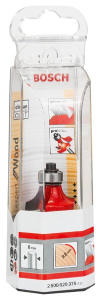 Fresa para redondear Expert for Wood, 8 mm, D 28,6 mm, R1 8 mm, L 12,7 mm, G 55 mm