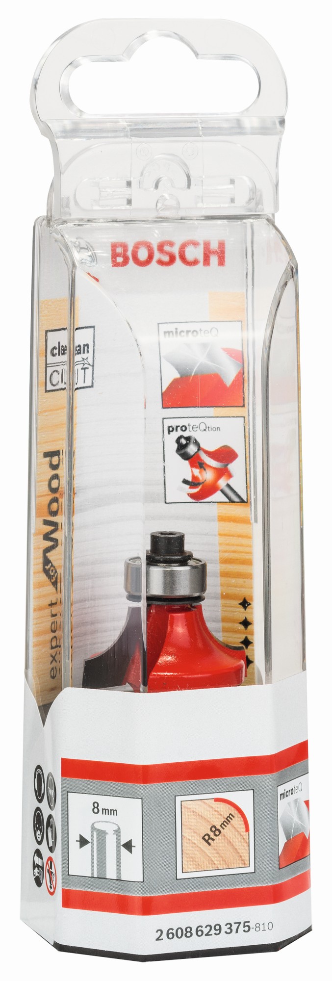 Fresa para redondear Expert for Wood, 8 mm, D 28,6 mm, R1 8 mm, L 12,7 mm, G 55 mm