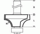Fresa para redondear Expert for Wood, 8 mm, D 44,4 mm, R1 15,9 mm, L 22,2 mm, G 64 mm