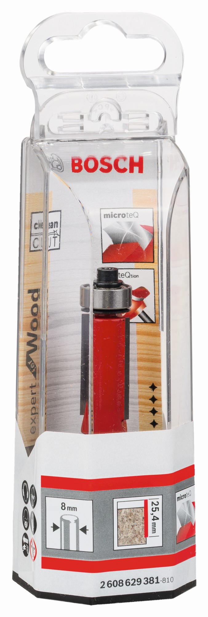 Fresa para recortar Expert for Wood Laminate, 8 mm, D1 12,7 mm, L 25,4 mm, G 71,5 mm