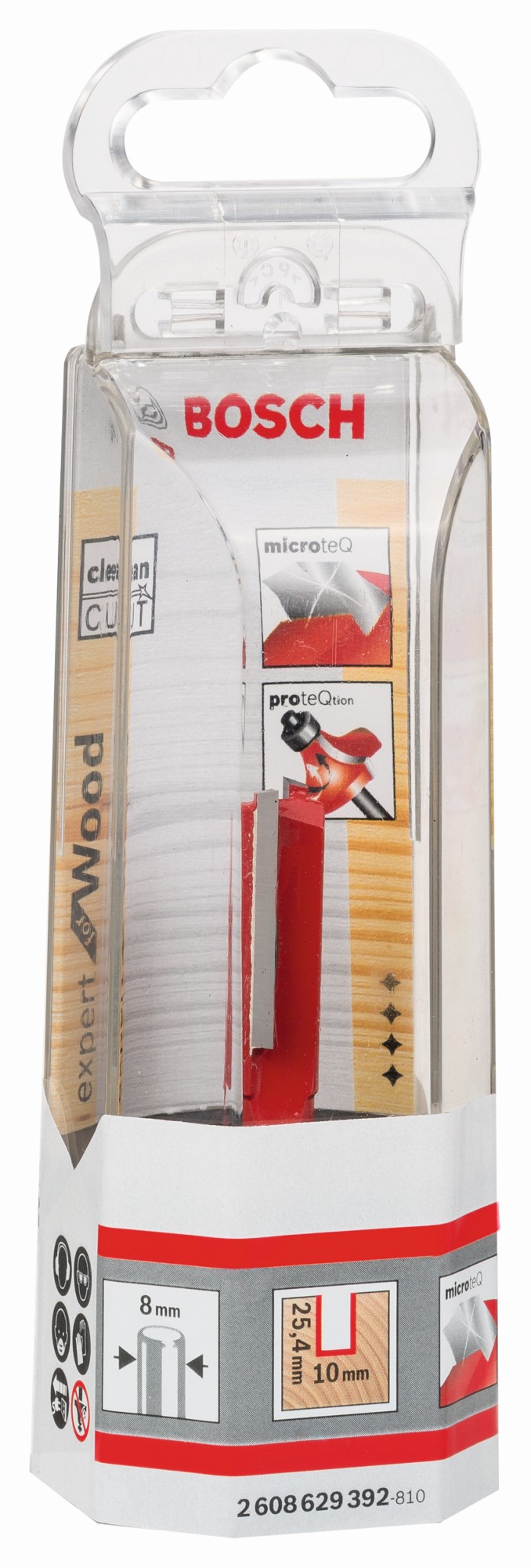 Fresa recta Expert for Wood, carburo, 8 mm, D1 10 mm, L 25,4 mm, G 62,4 mm