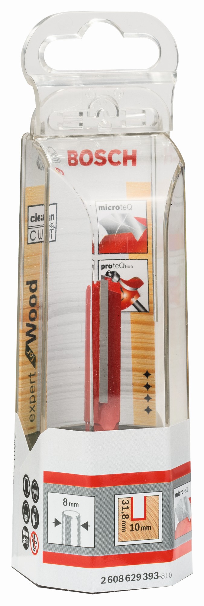 Fresa recta Expert for Wood, carburo, 8 mm, D1 10 mm, L 31,8 mm, G 69 mm