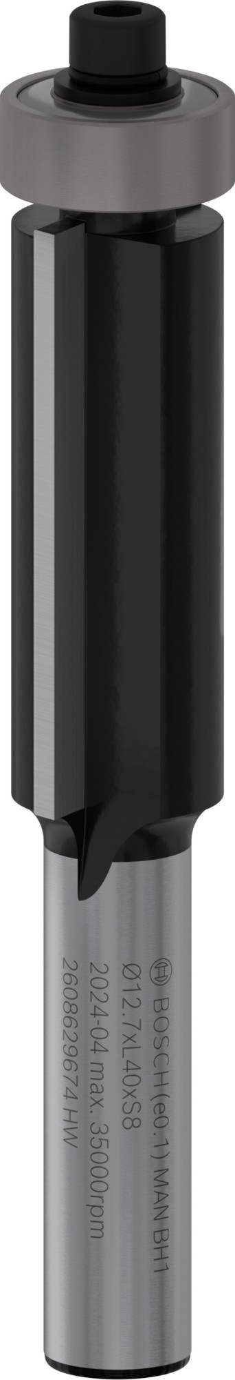 Broca fresadora de recorte al ras PRO con cojinete inferior, Ø 12,7 x L 40, vástago de 8 mm