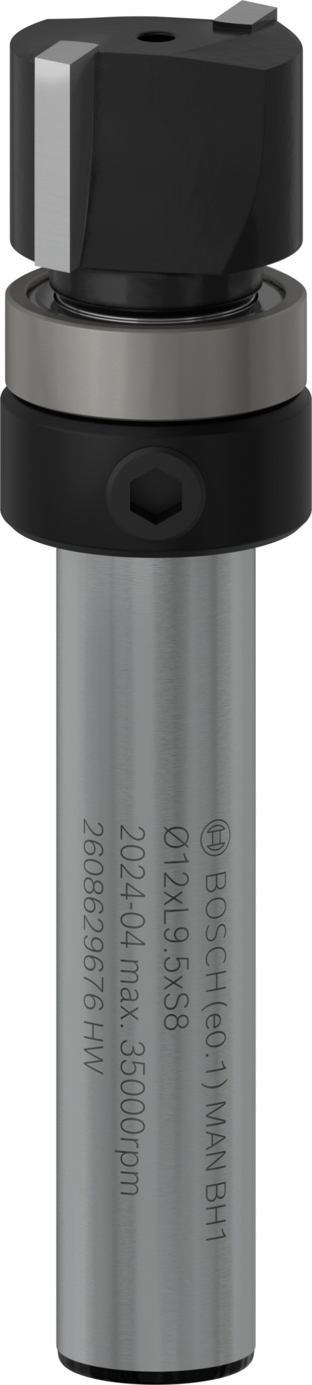 Broca fresadora de recorte al ras PRO con cojinete superior, Ø 12,7 x L 9,5, vástago de 8 mm