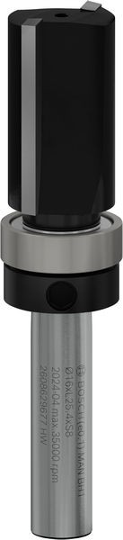 Broca fresadora de recorte al ras PRO con cojinete superior, Ø 16 x L 25,4, vástago de 8 mm