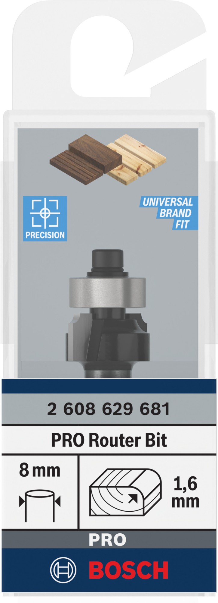 Broca fresadora para redondeo PRO, R 1,6, vástago de 8 mm