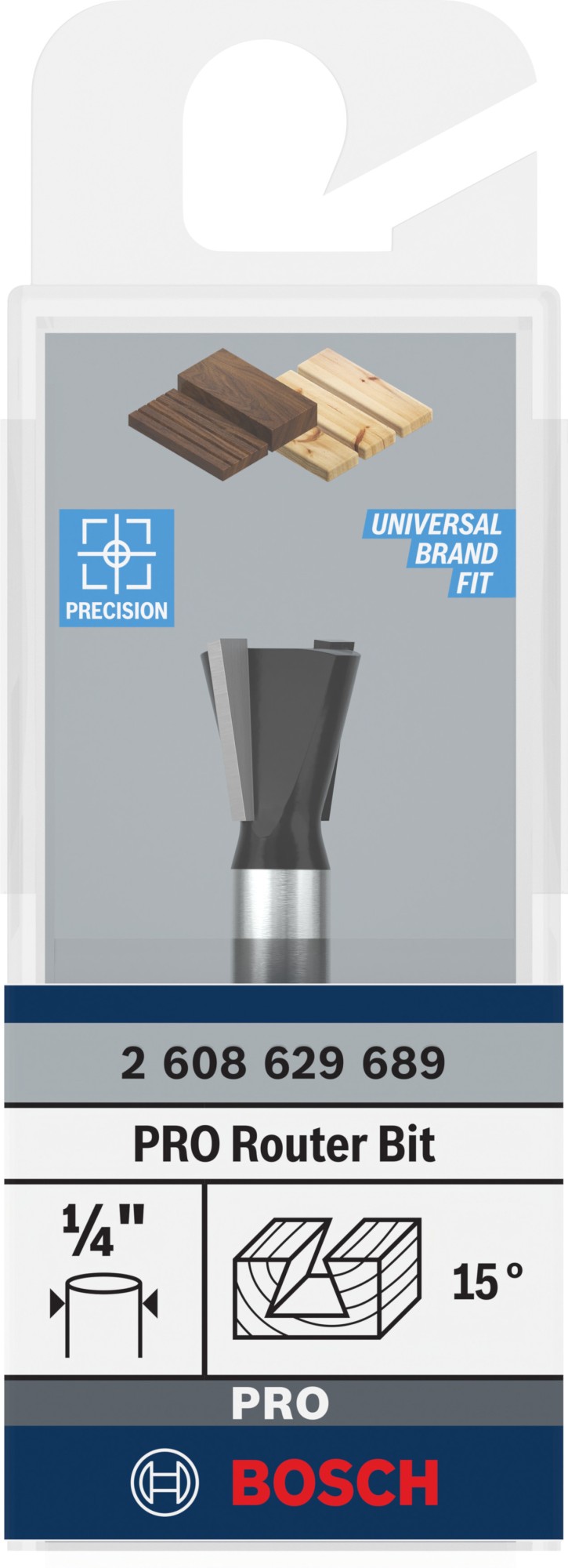 Broca fresadora para cola de milano PRO, 15°, vástago de 1/4″