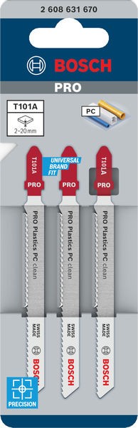 PRO Plastics PC clean T101A Jigsaw Blade, 100 mm, 3 pcs. Special for Acrylic