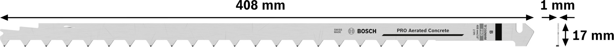 Set de hojas de sierra tándem PRO Aerated Concrete TF350NHM, 408 mm, 2 unidades