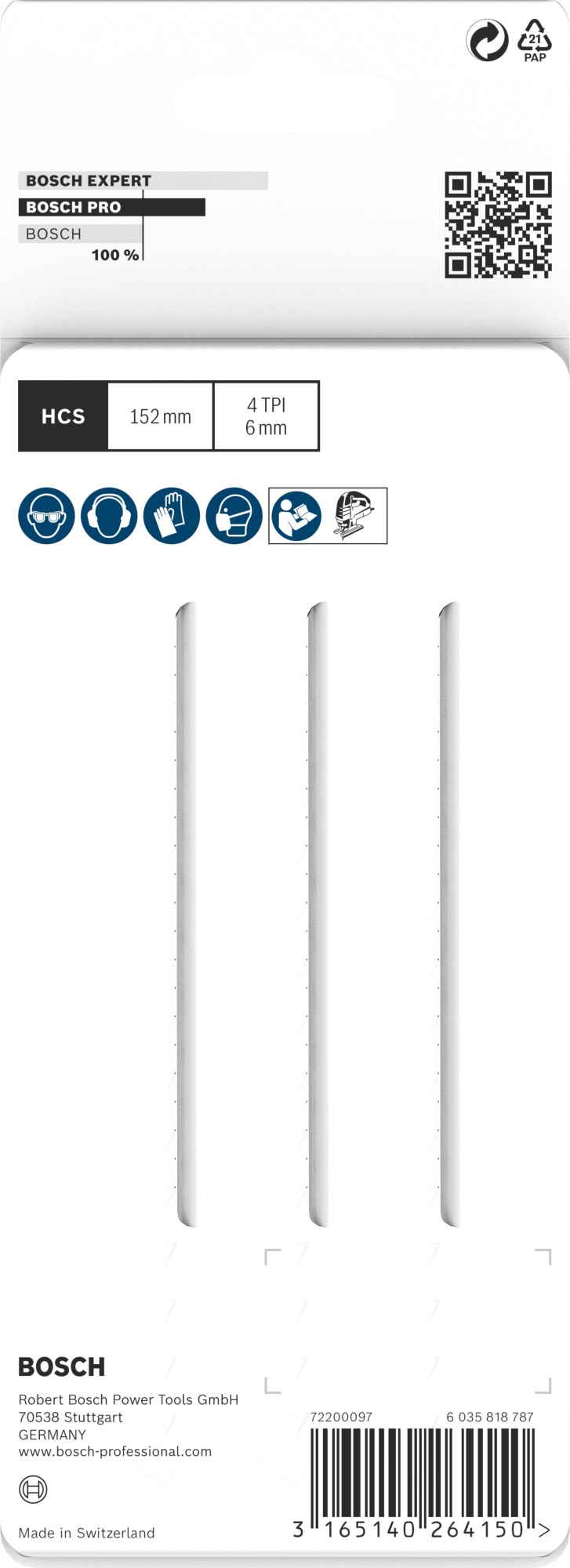 Hoja de sierra de calar PRO Wood precise T344DP 152 mm, 3 uds.