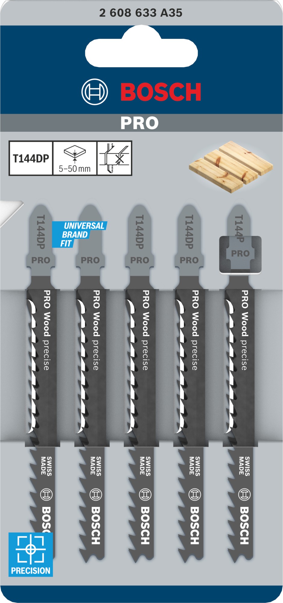 Hoja de sierra de calar PRO Wood precise T144DP 100 mm, 5 uds.
