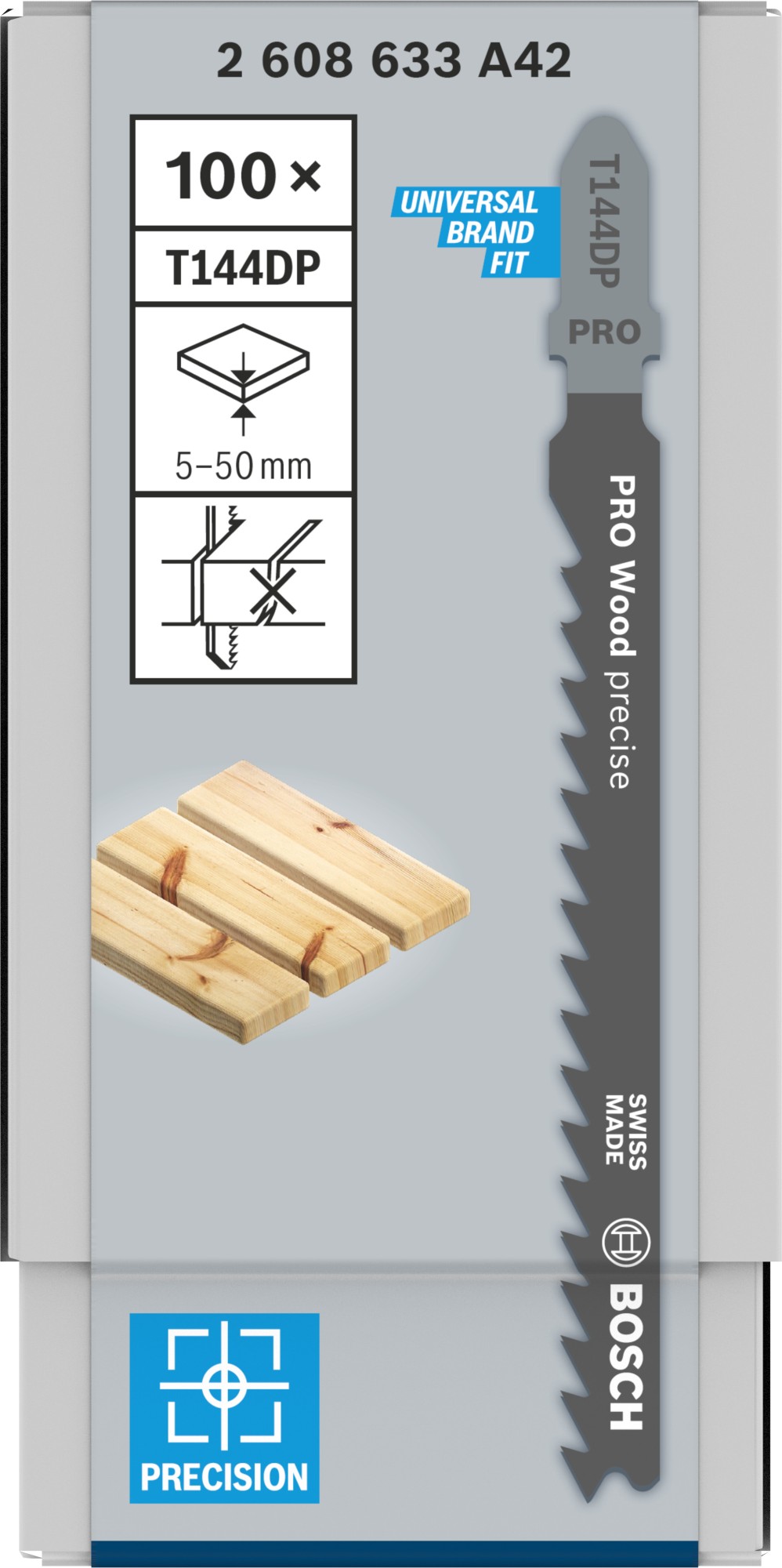 Hoja de sierra de calar PRO Wood precise T144DP 100 mm, 100 uds.