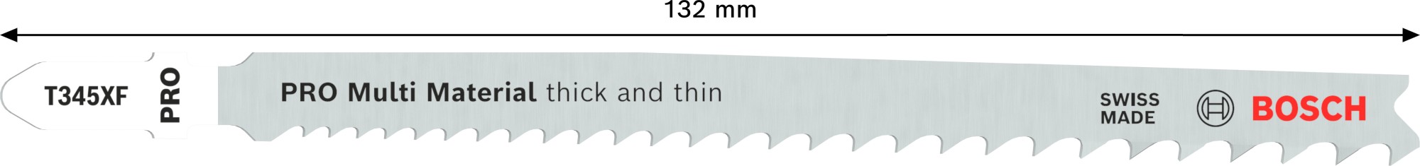 Hoja de sierra de calar PRO Multi Material thick and thin T345XF, 132 mm, 100 uds.