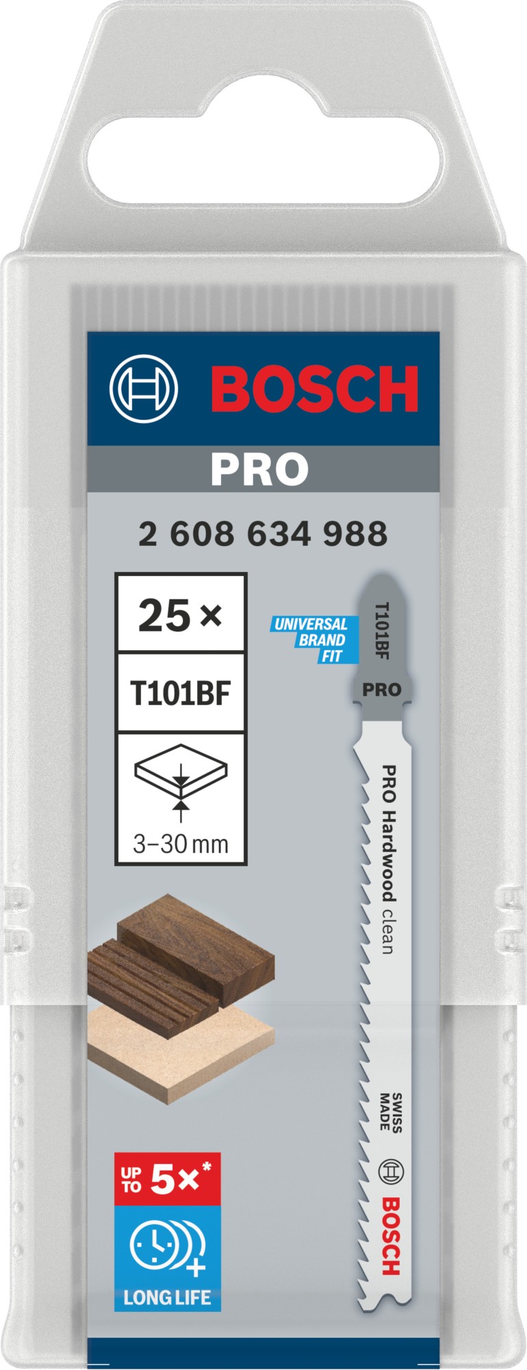Hoja de sierra de calar PRO Hardwood clean T101BF, 100 mm, 25 uds.