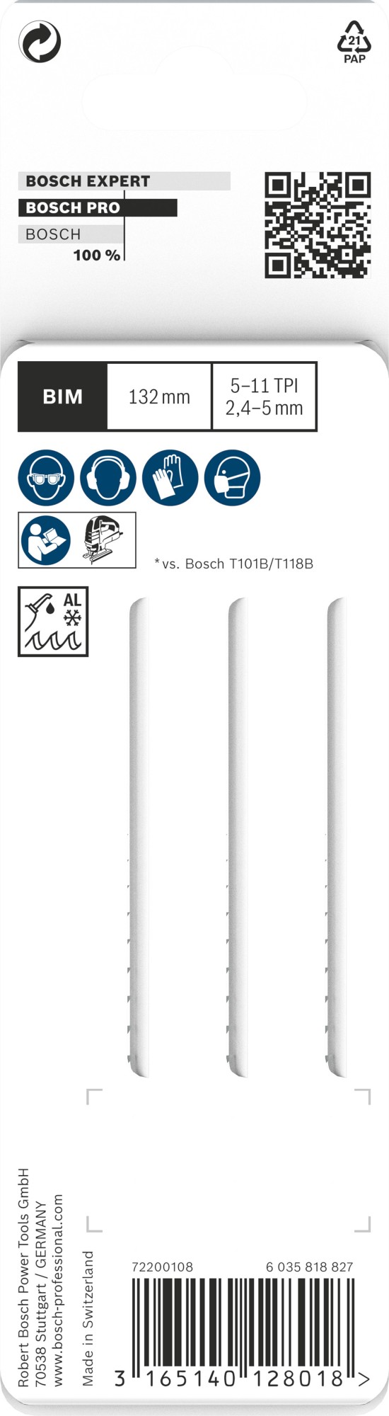 Hoja de sierra de calar PRO Multi Material thick and thin T345XF, 132 mm, 3 uds.