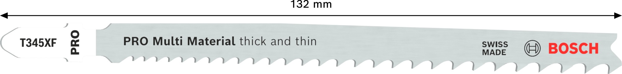 Hoja de sierra de calar PRO Multi Material thick and thin T345XF, 132 mm, 5 uds.
