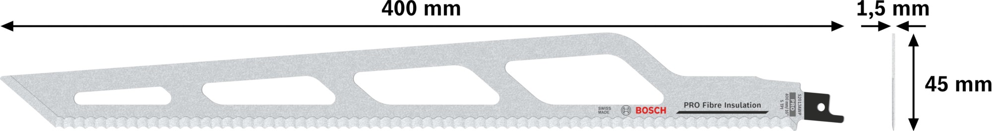 Hoja PRO Fibre Insulation S2013AWP, 1,5 x 45 x 400 mm