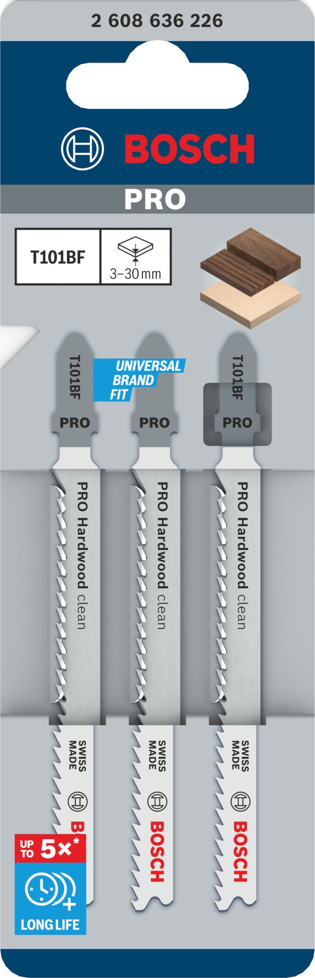 Hoja de sierra de calar PRO Hardwood clean T101BF, 100 mm, 3 uds.