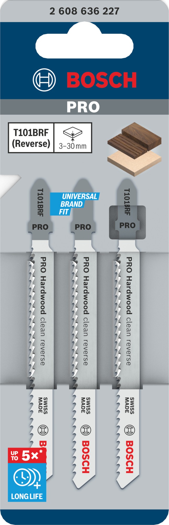 Hoja de sierra de calar PRO Hardwood clean reverse T101BRF, 100 mm, 3 uds.