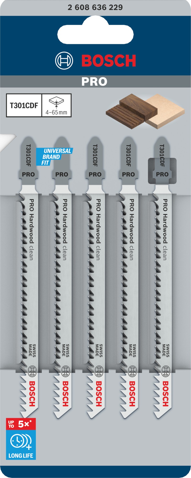 Hoja de sierra de calar PRO Hardwood clean T301CDF 117 mm, 5 uds.