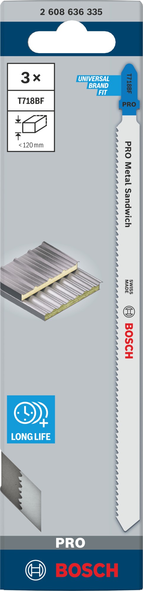 Hoja de sierra de calar PRO Metal Sandwich T718BF 180 mm, 3 uds.