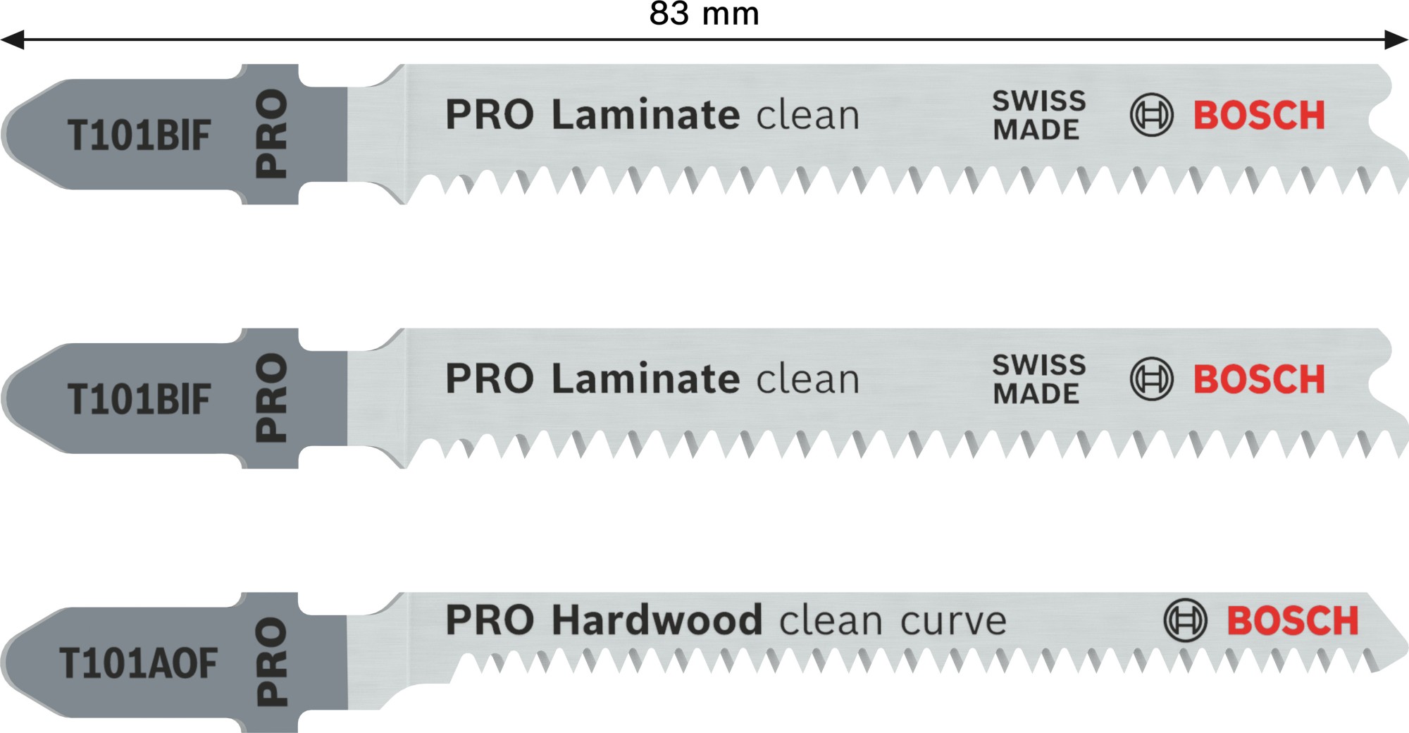 Set PRO Laminate, vástago de inserción en T, 3 uds.