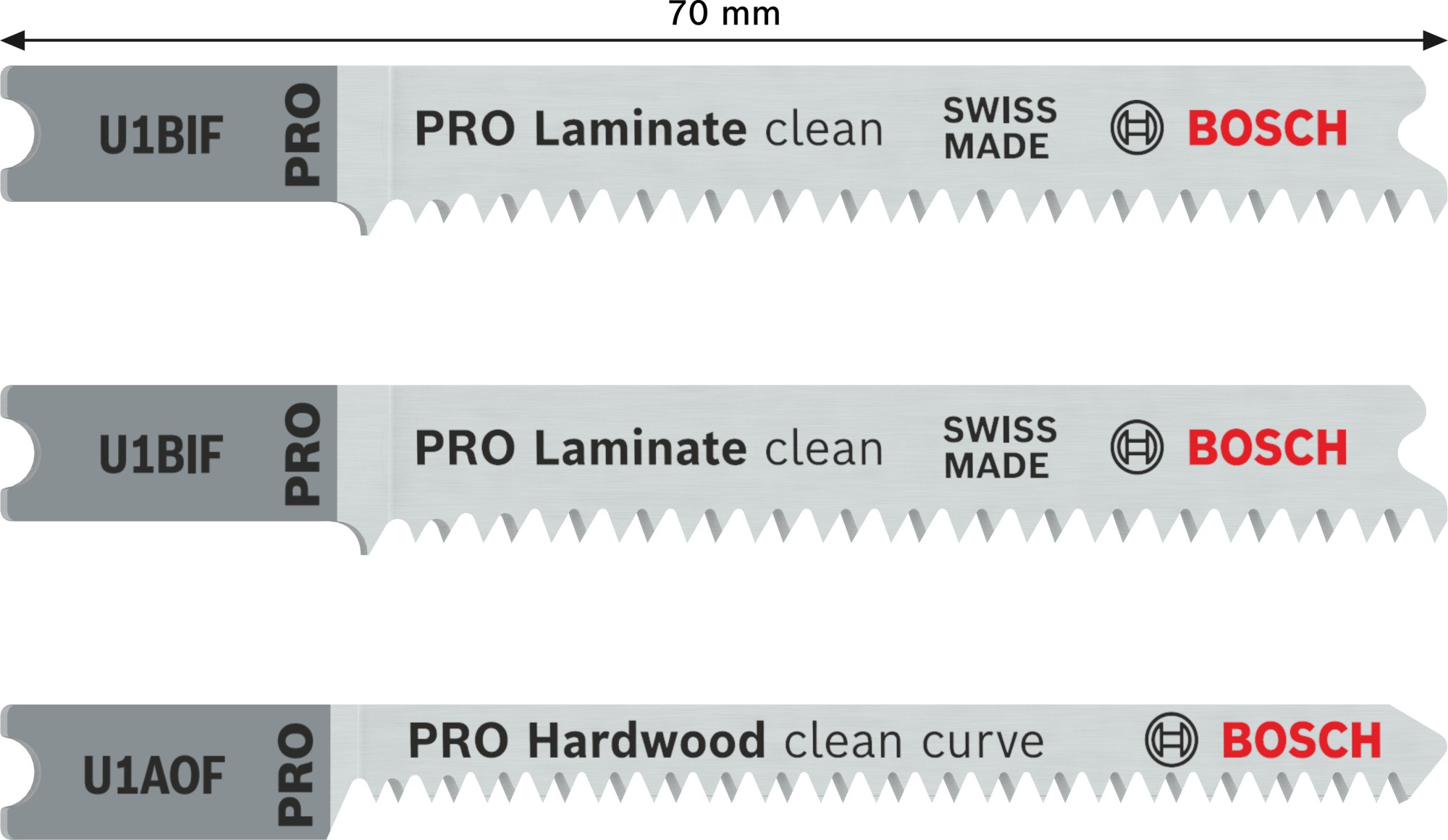 Set PRO Laminate, vástago de inserción en U, 3 uds.