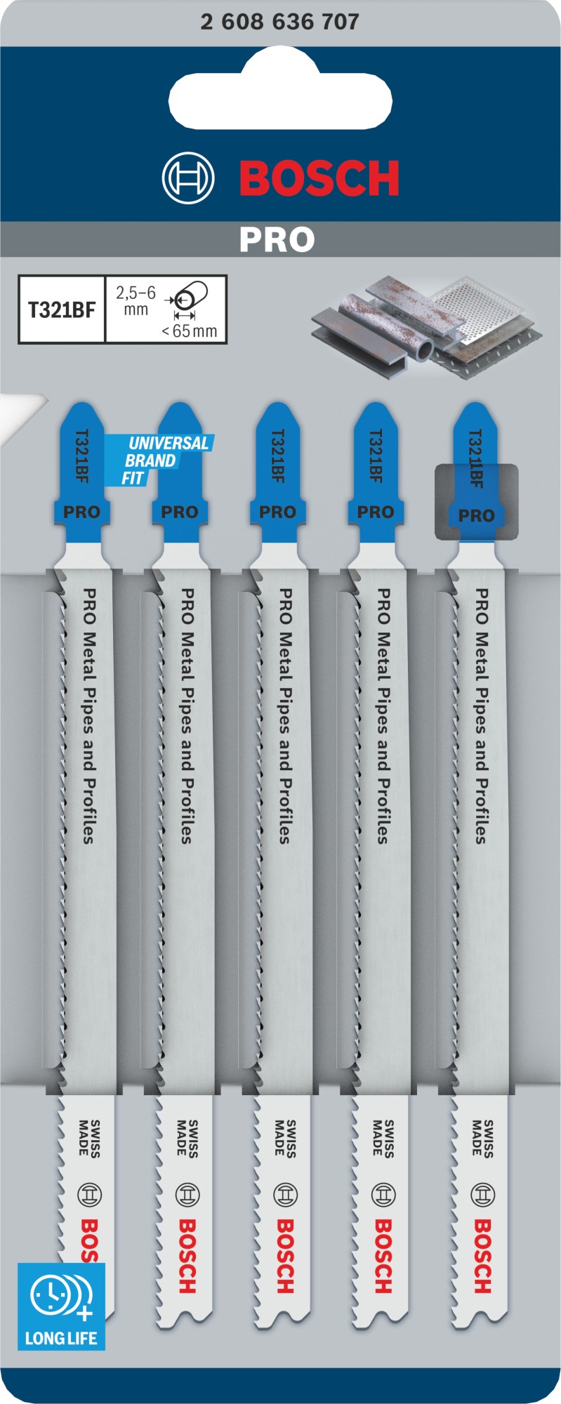 Hoja de sierra de calar PRO Metal Pipes and Profiles T321BF 132 mm, 5 uds.