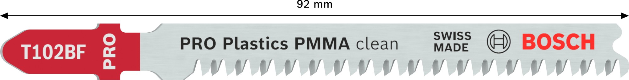 Hoja de sierra de calar PRO Plastics PMMA clean T102BF 92 mm, 3 uds.
