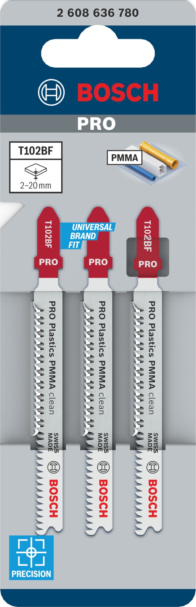 Hoja de sierra de calar PRO Plastics PMMA clean T102BF 92 mm, 3 uds.