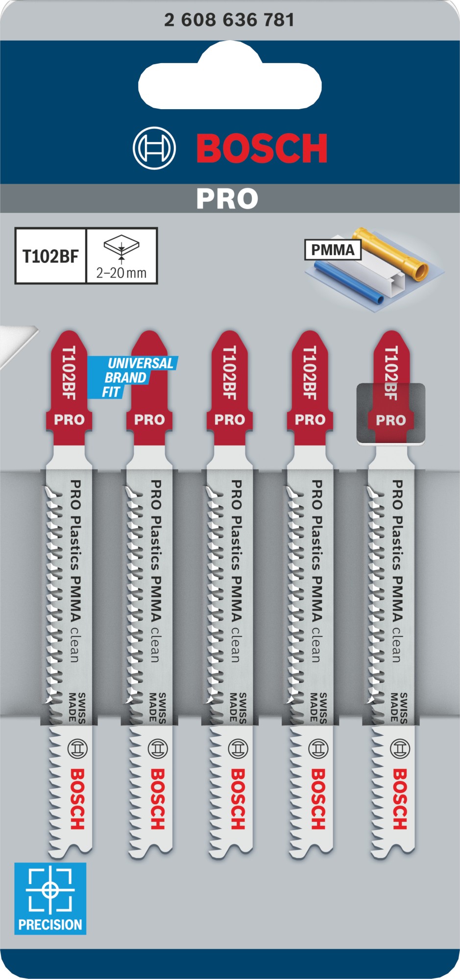 Hoja de sierra de calar PRO Plastics PMMA clean T102BF, 92 mm, 5 uds.
