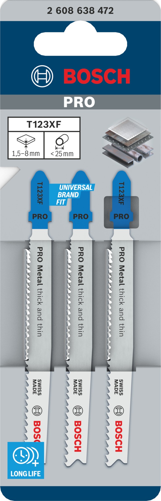 Hoja de sierra de calar PRO Metal thick and thin T123XF, 100 mm, 3 uds.