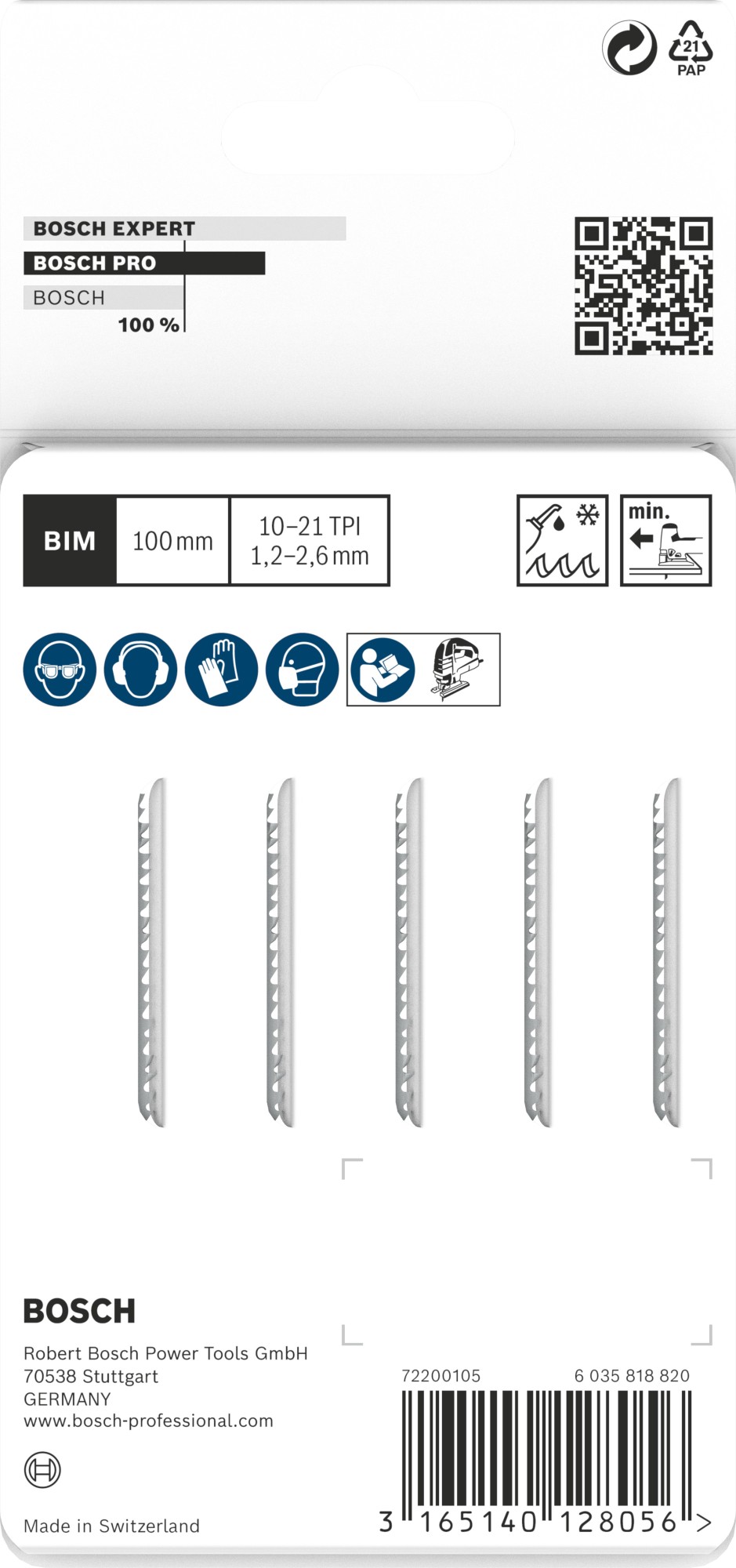 Hoja de sierra de calar PRO Metal thick and thin T123XF, 100 mm, 5 uds.