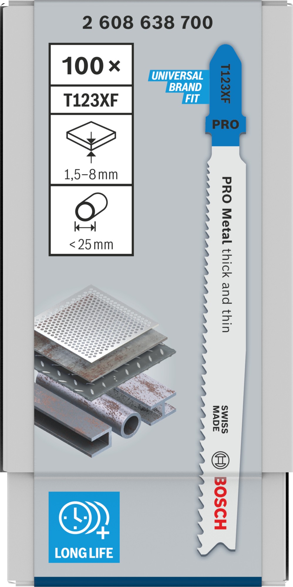 Hoja de sierra de calar PRO Metal thick and thin T123XF, 100 mm, 100 uds.