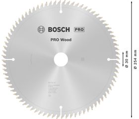 Hoja de sierra circular PRO Wood, 254 x 2,5 x 30 mm, T80