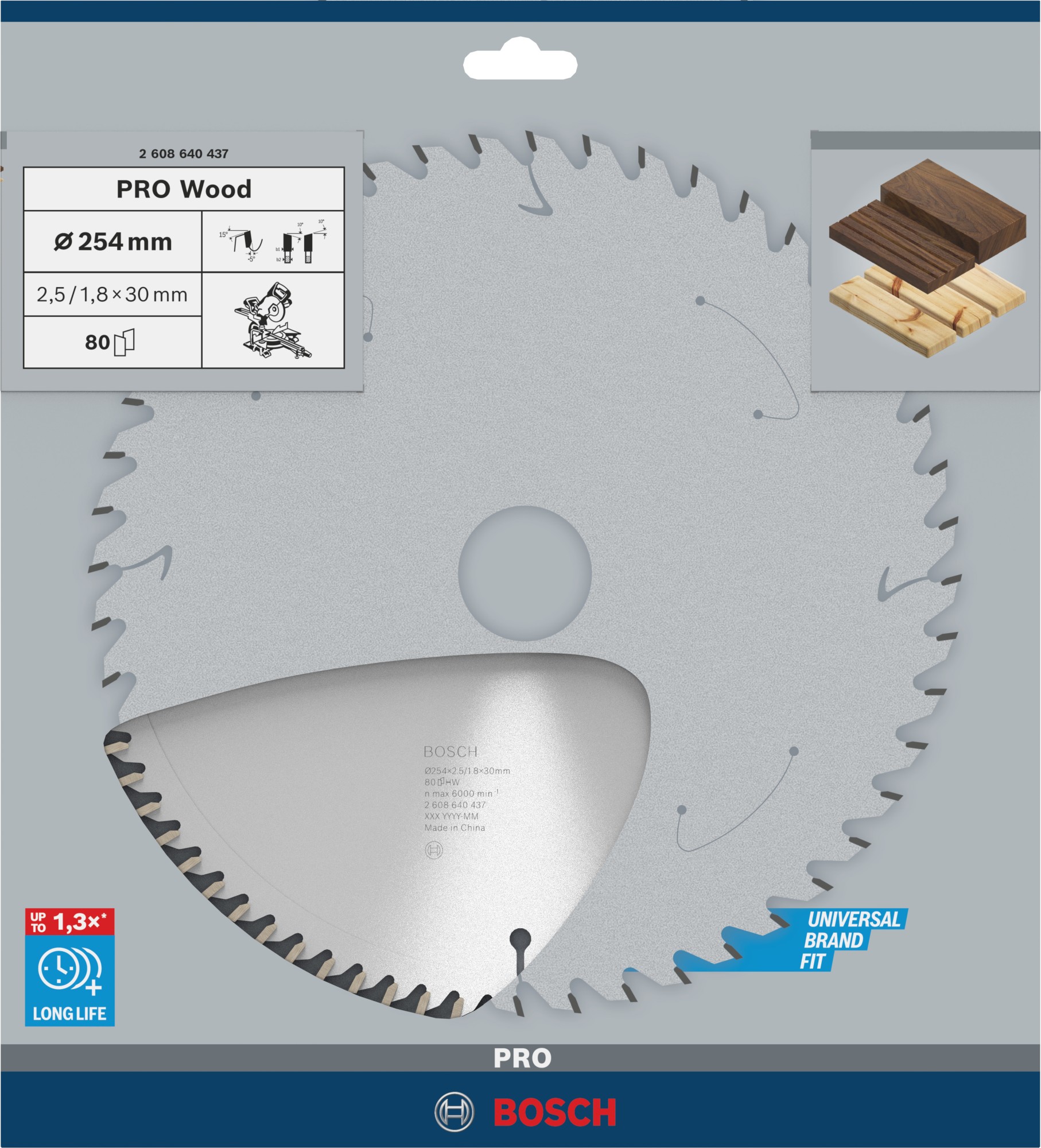 Hoja de sierra circular PRO Wood, 254 x 2,5 x 30 mm, T80