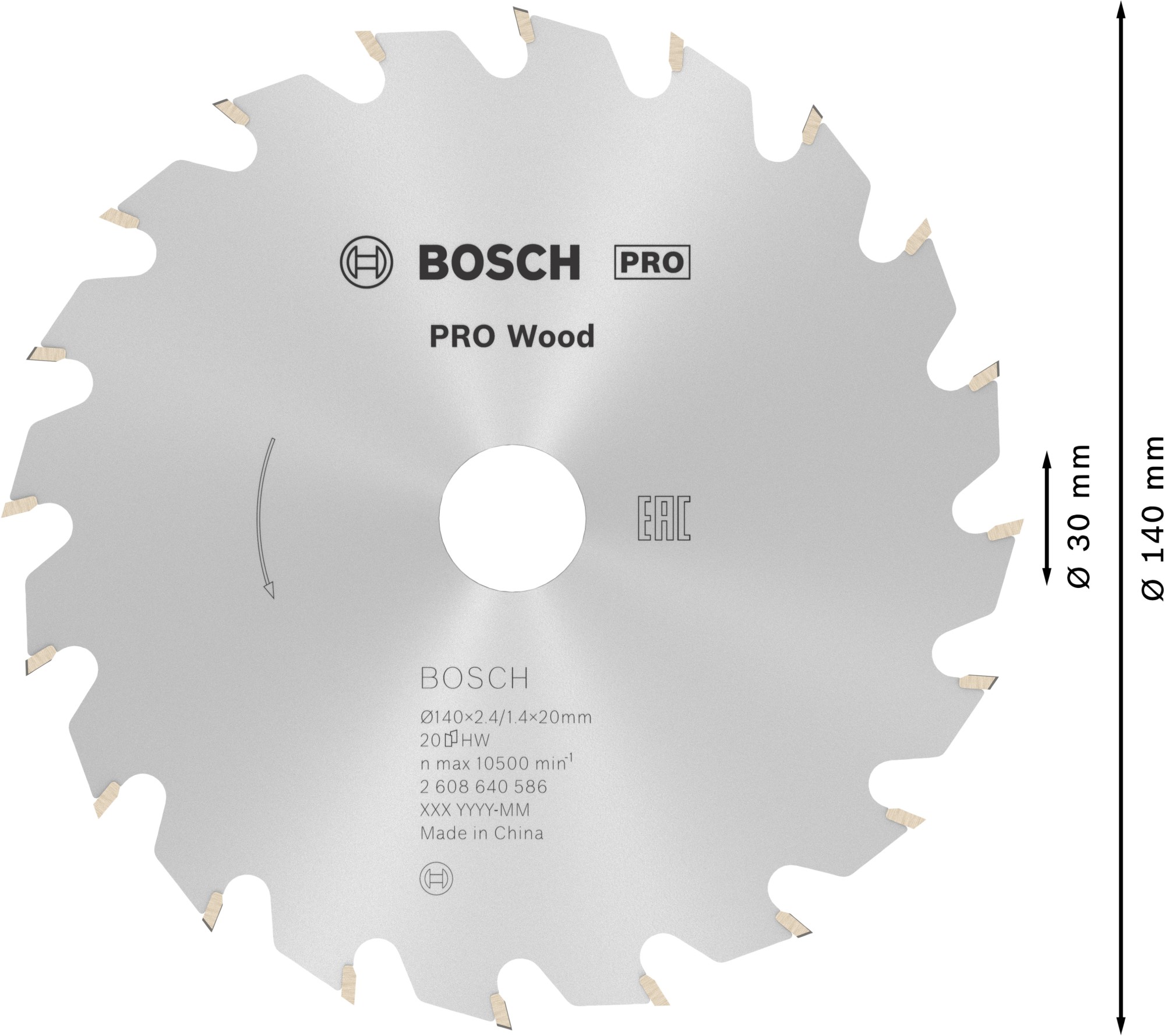 Hoja de sierra circular PRO Wood, 140 x 2,4 x 20 mm, T20