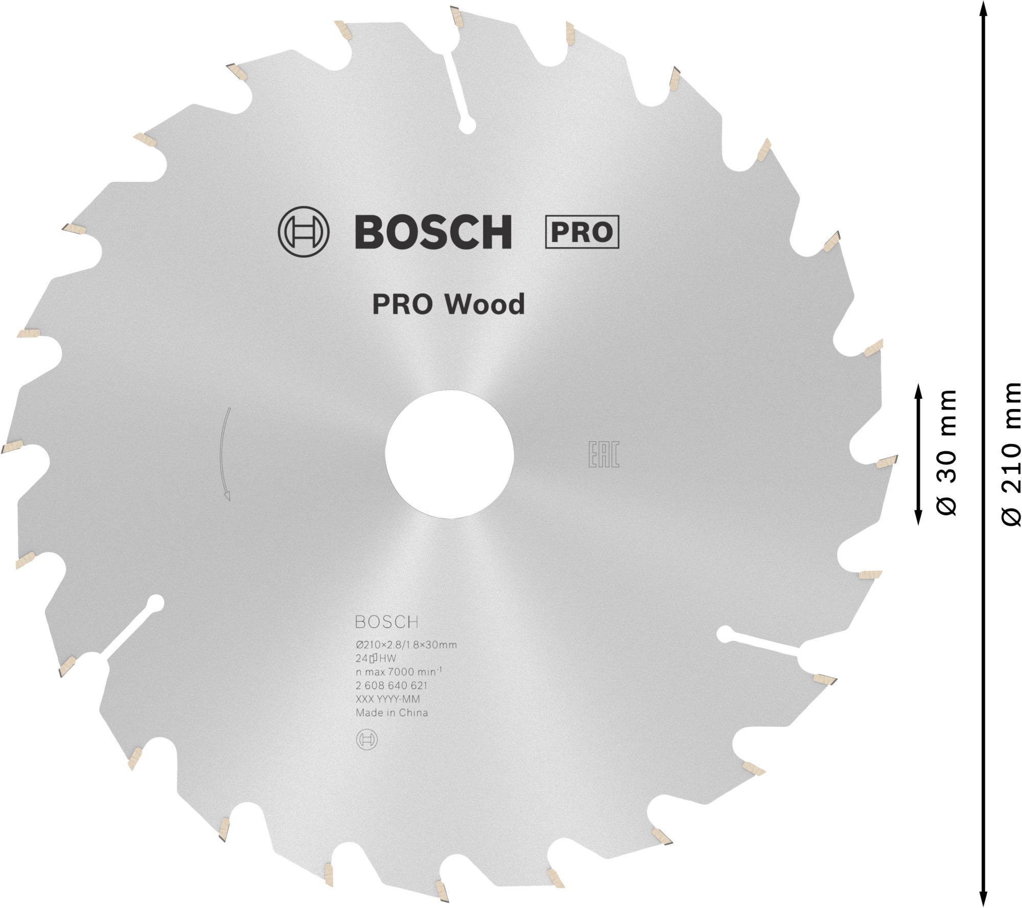 Hoja de sierra circular PRO Wood, 210 x 2,8 x 30 mm, T24