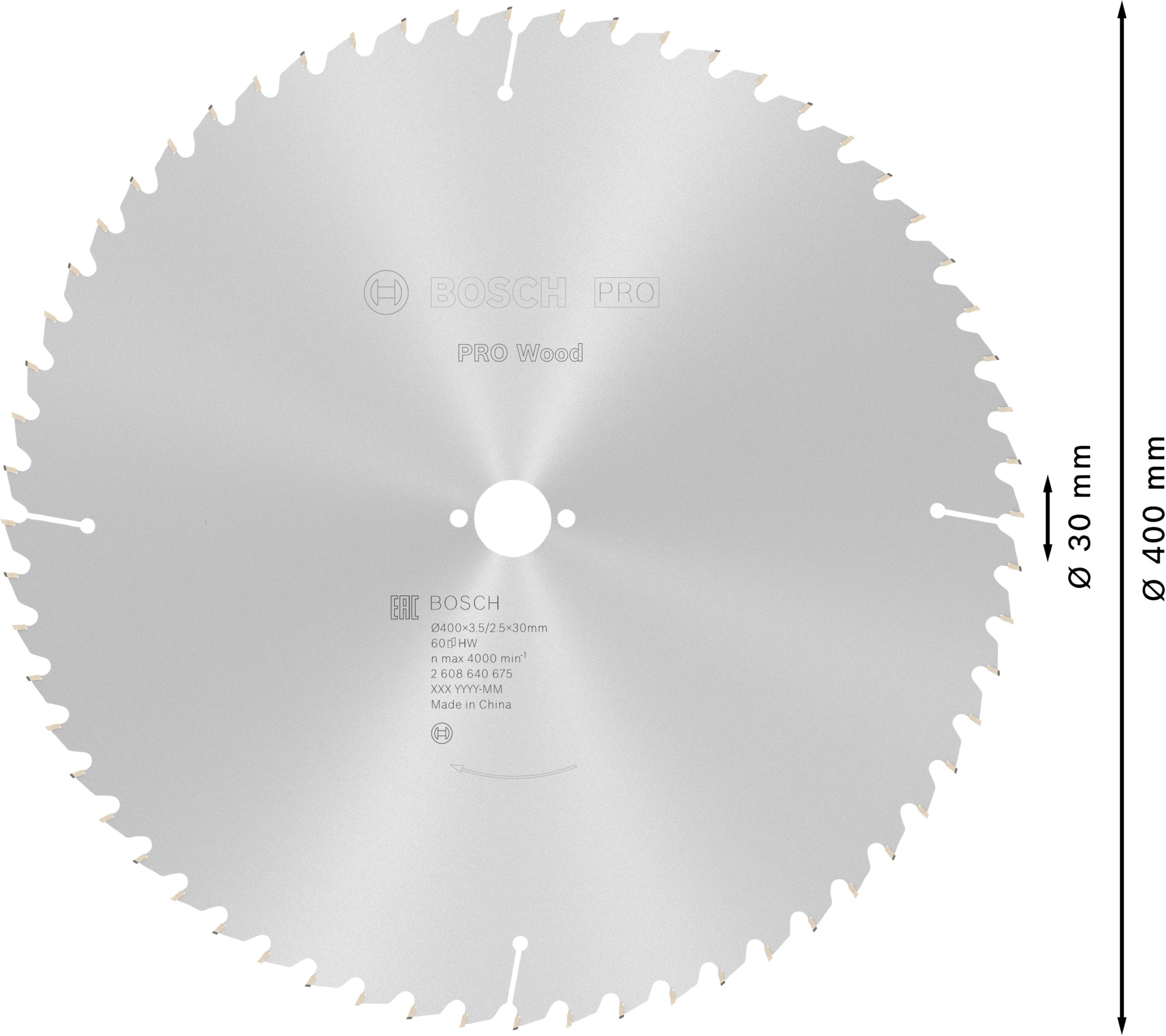 Hoja de sierra circular PRO Wood, 400 x 3,5 x 30 mm, T60