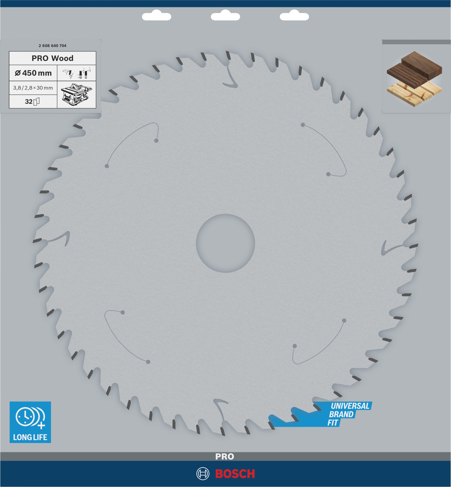 Hoja de sierra circular PRO Wood, 450 x 3,8 x 30 mm