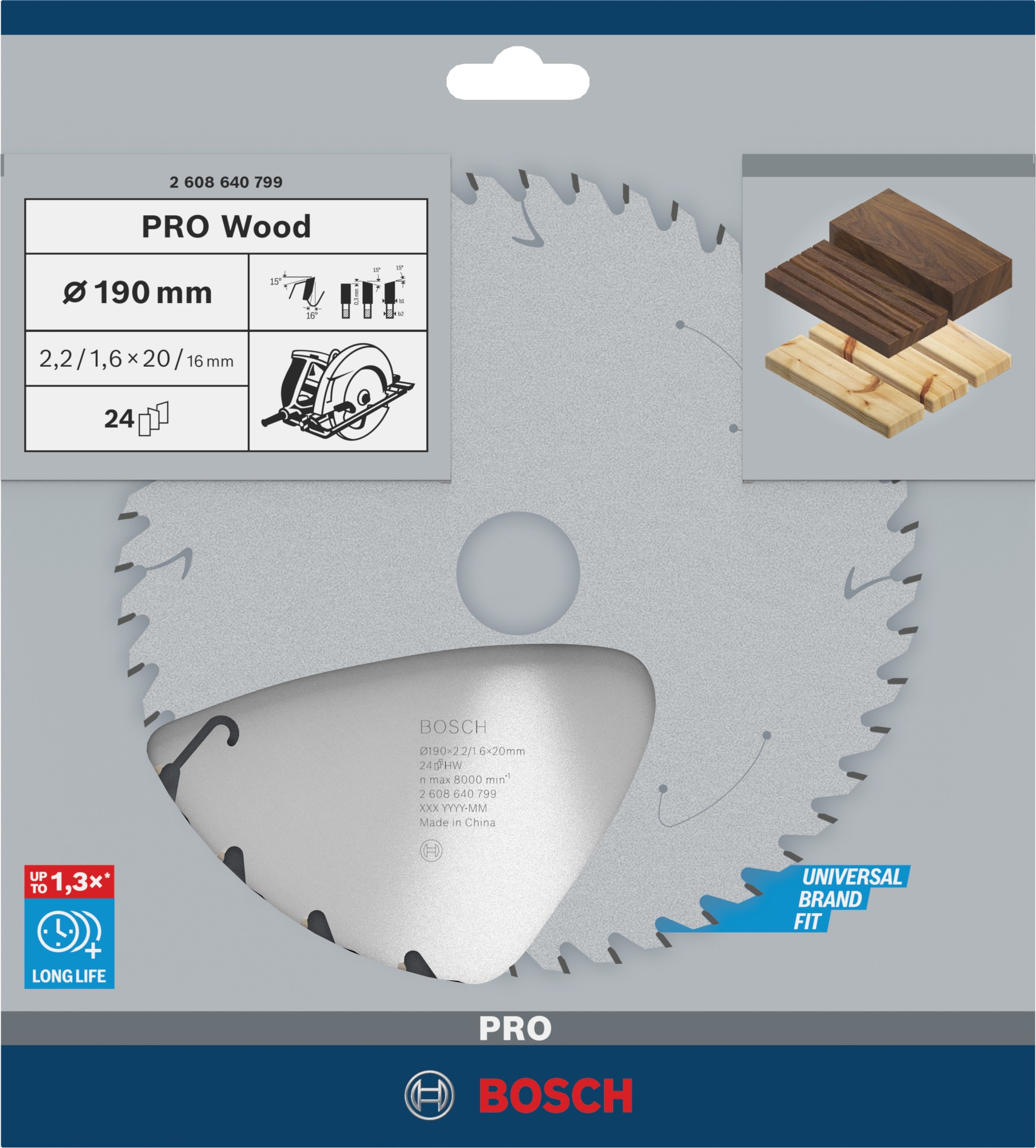 Hoja de sierra circular PRO Wood, 190 x 2,4 x 20 mm, T24
